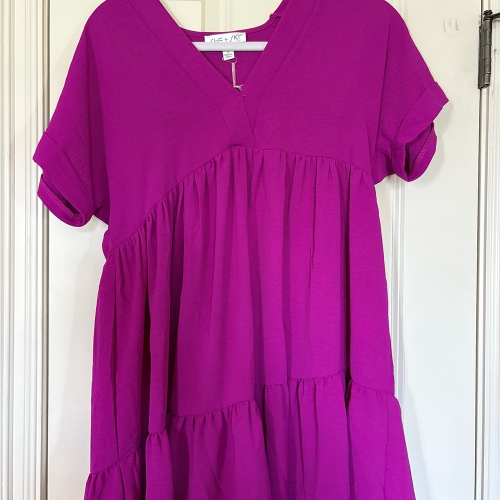She + Sky Vibrant Purple Midi Dress